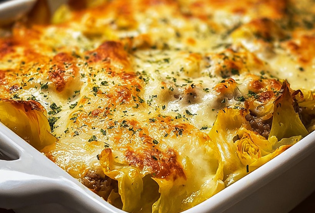 Cheesy Cabbage Casserole with Ground Beef