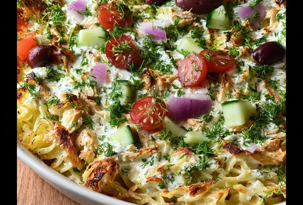 Chicken Tzatziki Casserole with Pasta