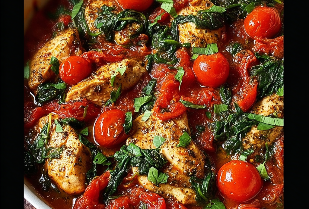 Chicken with Tomatoes and Spinach