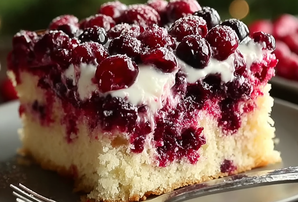 Cranberry Poke Cake with Tart Glaze