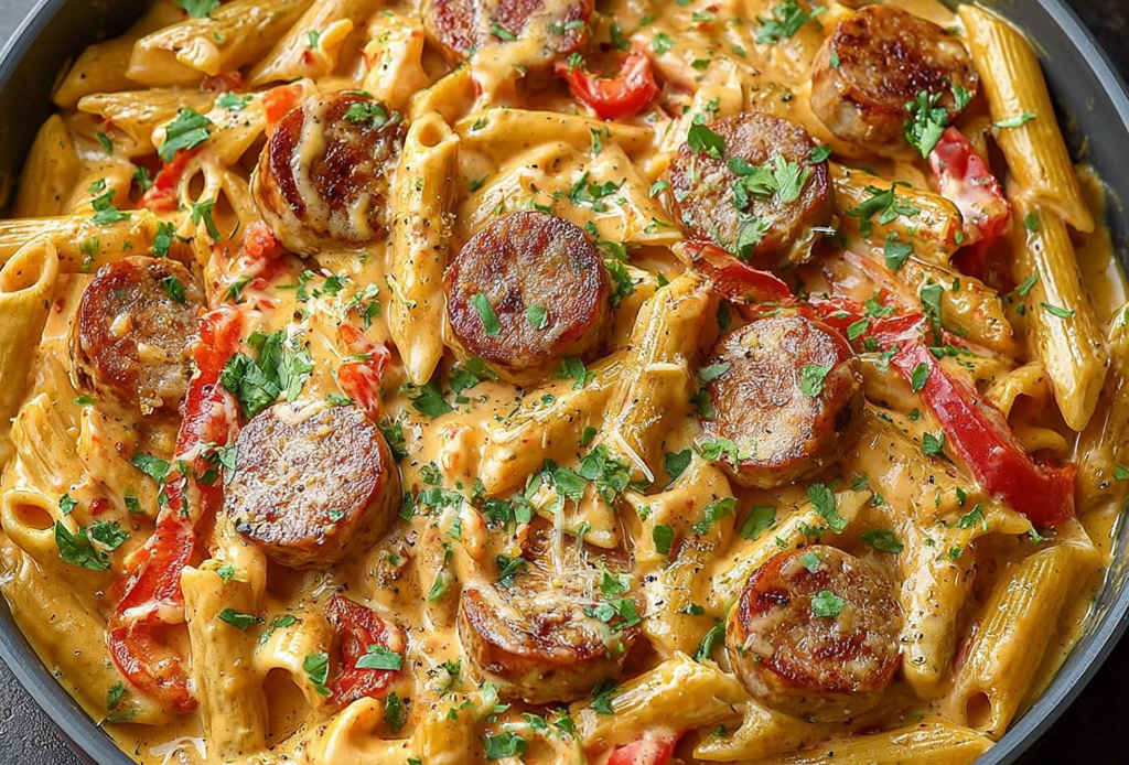 Creamy Cajun Sausage Pasta One Pot Dinner