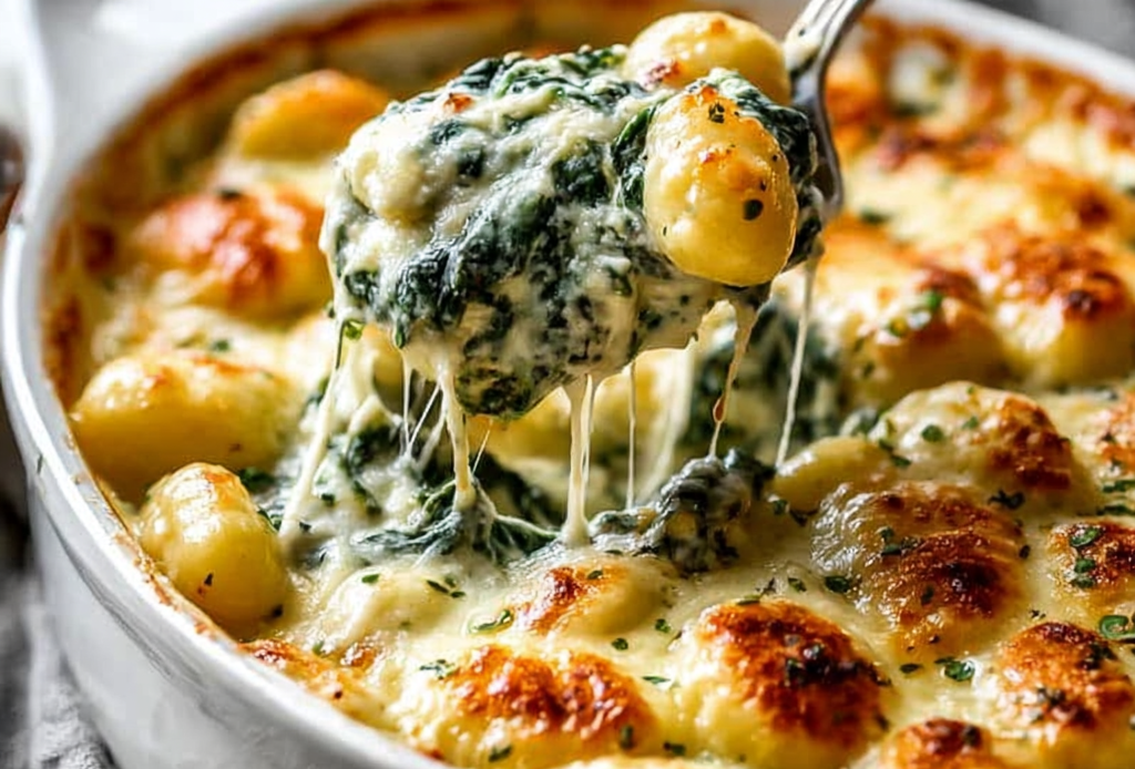 Creamy Spinach Artichoke Gnocchi Bake