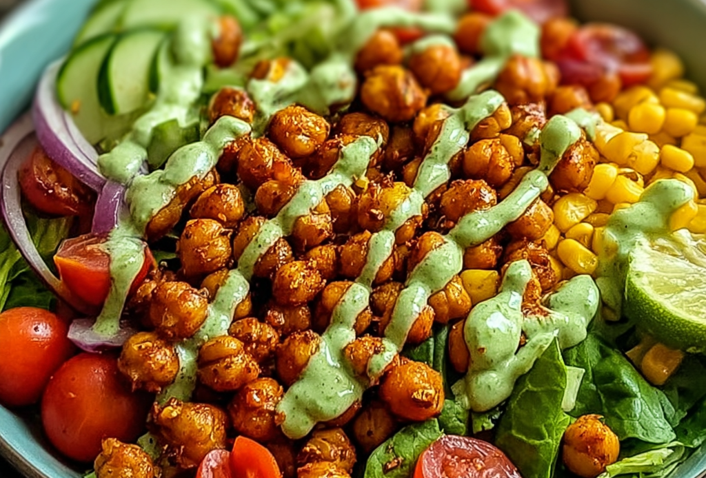 Crispy Chili Lime Chickpea Salad