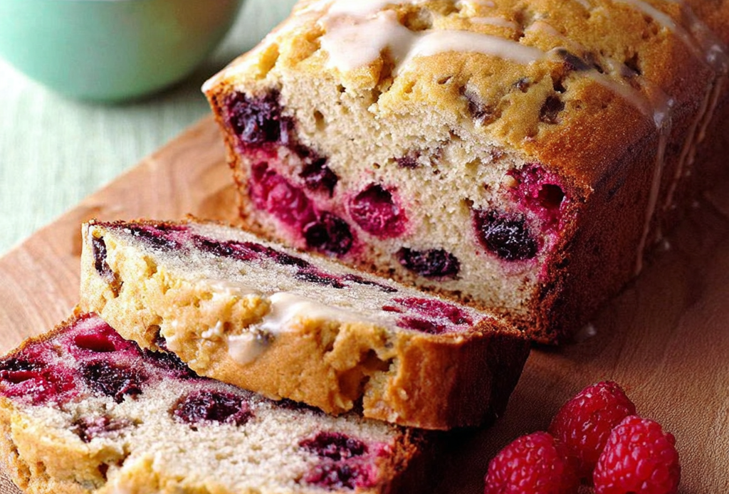 Double Berry Quick Bread with Lemon Glaze