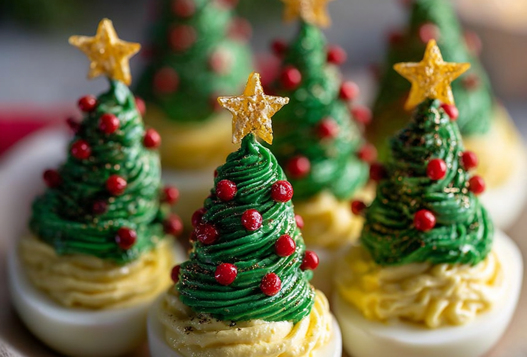 Festive Christmas Tree Deviled Eggs