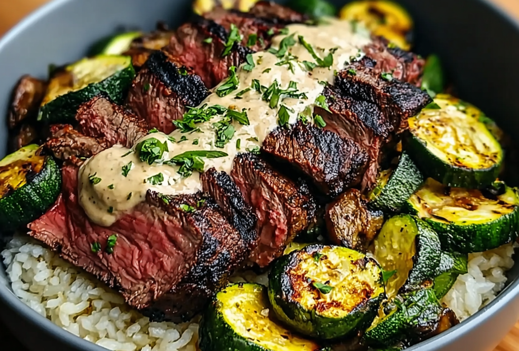 Grilled Steak and Zucchini Bowl
