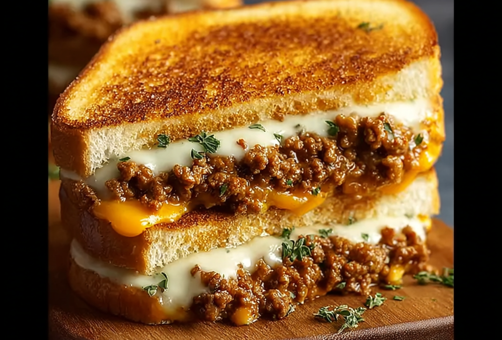 Ground Beef and Cheese Sandwich Melt