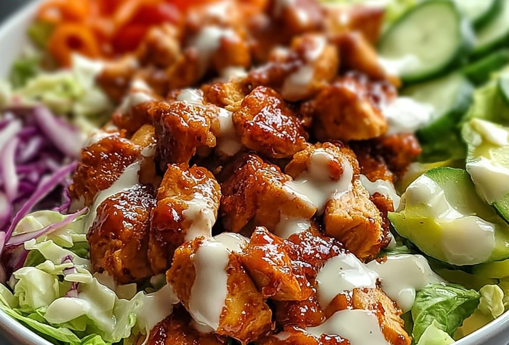 Honey Hot Chicken Salad with Creamy Slaw