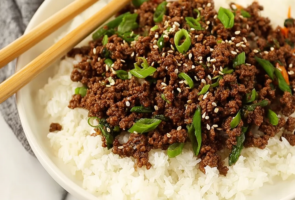 Korean Ground Beef with Rice and Vegetables