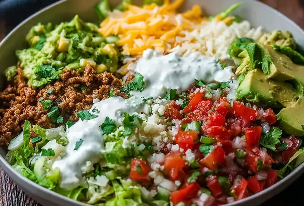 Low-Carb Burrito Bowl Preparation
