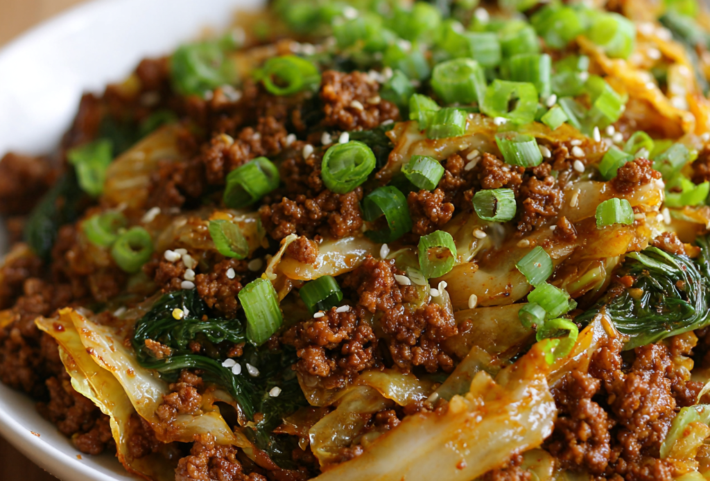 Mongolian Ground Beef with Cabbage