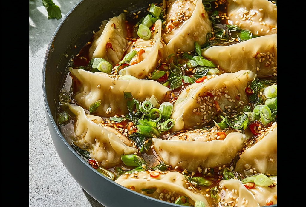 One-Pan Dumplings with Chicken and Vegetables