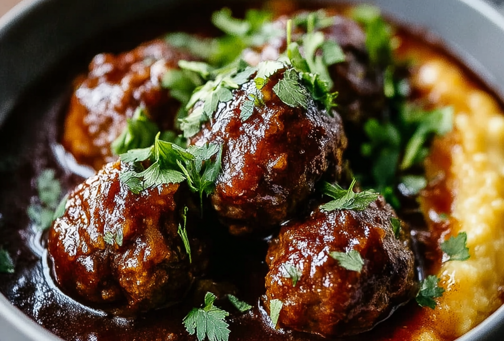 Red Wine Braised Meatball Preparation