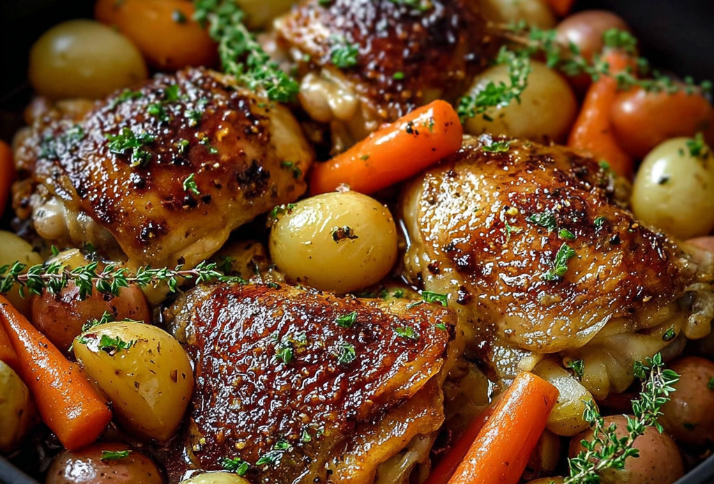 Roasted Chicken Thighs with Carrots and Potatoes