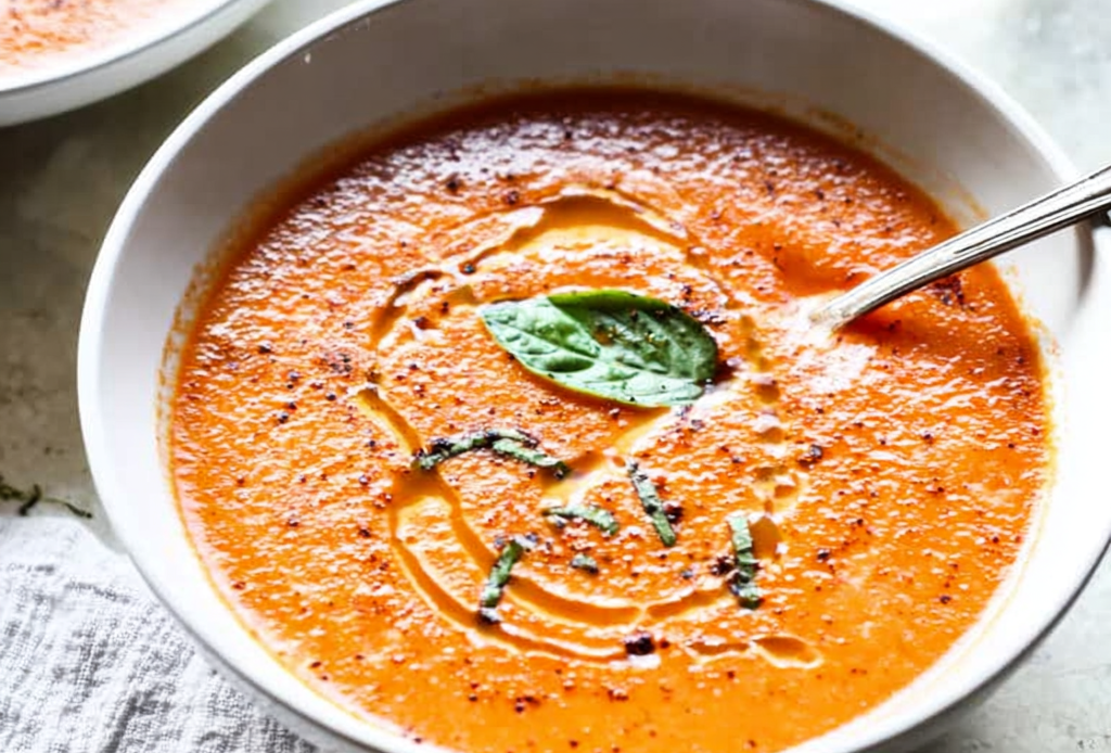 Roasted Tomato Soup with Garlic and Basil