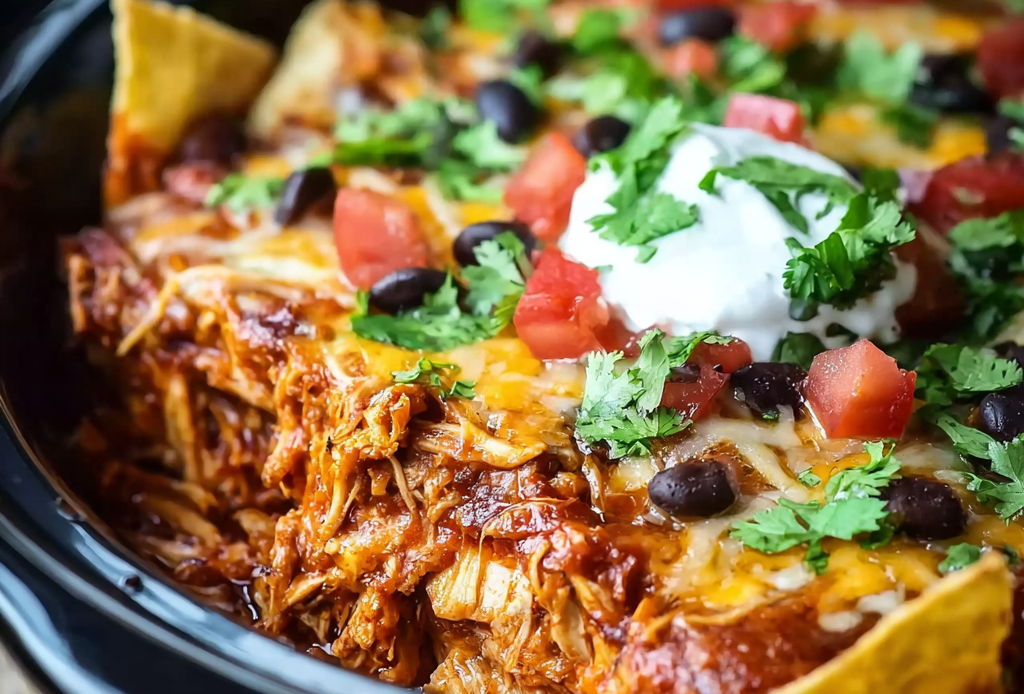 Slow Cooker Chicken Enchilada Casserole