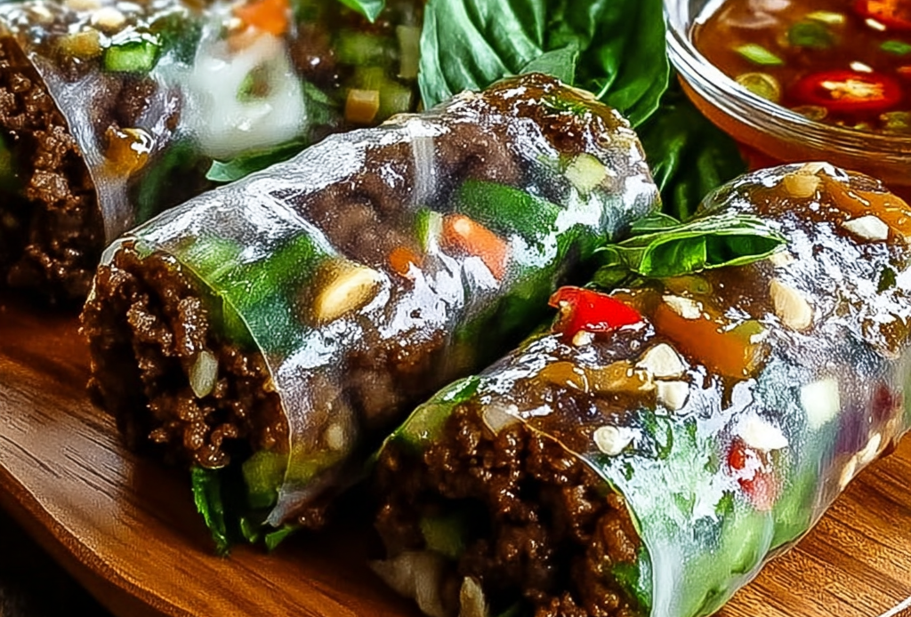 Thai Basil Beef Lettuce Wraps