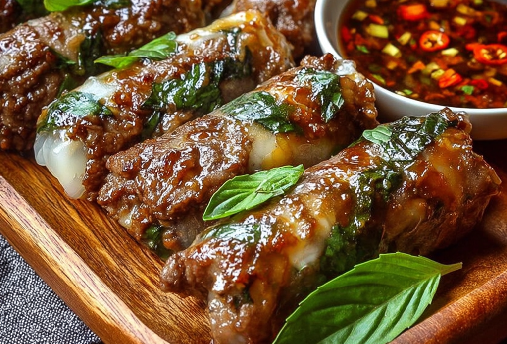 Thai Basil Beef in Rice Paper Rolls