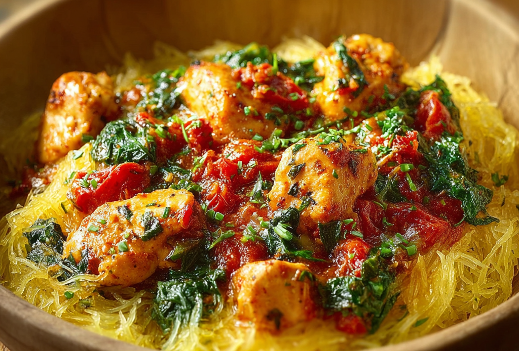 Tuscan Chicken with Spaghetti Squash Dinner