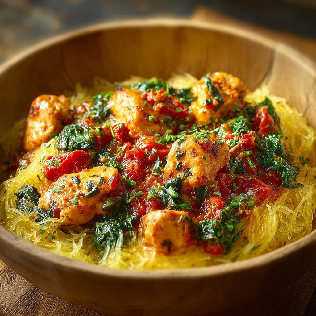 Tuscan Chicken with Spaghetti Squash Dinner