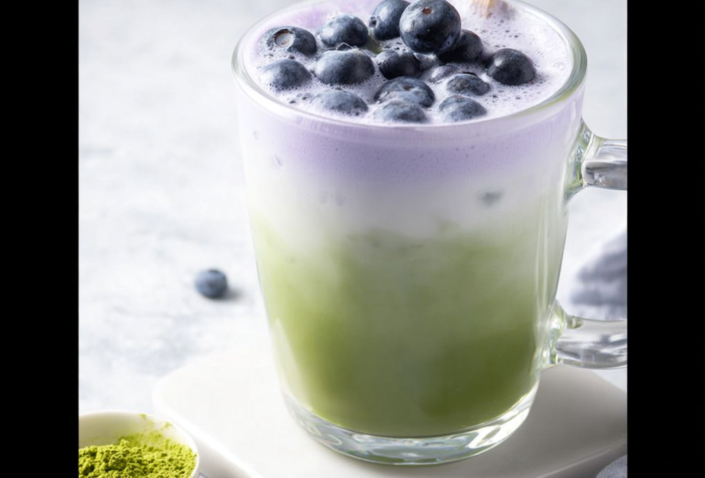 Blueberry Matcha Latte Preparation