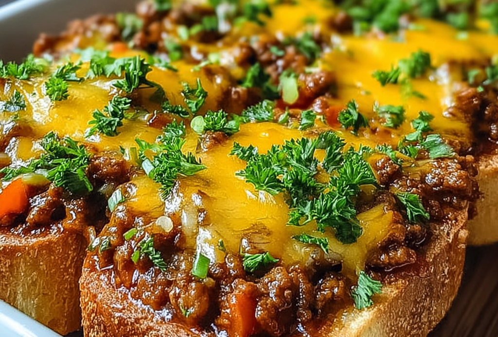 Cheesy Garlic Toast Sloppy Joe Bake