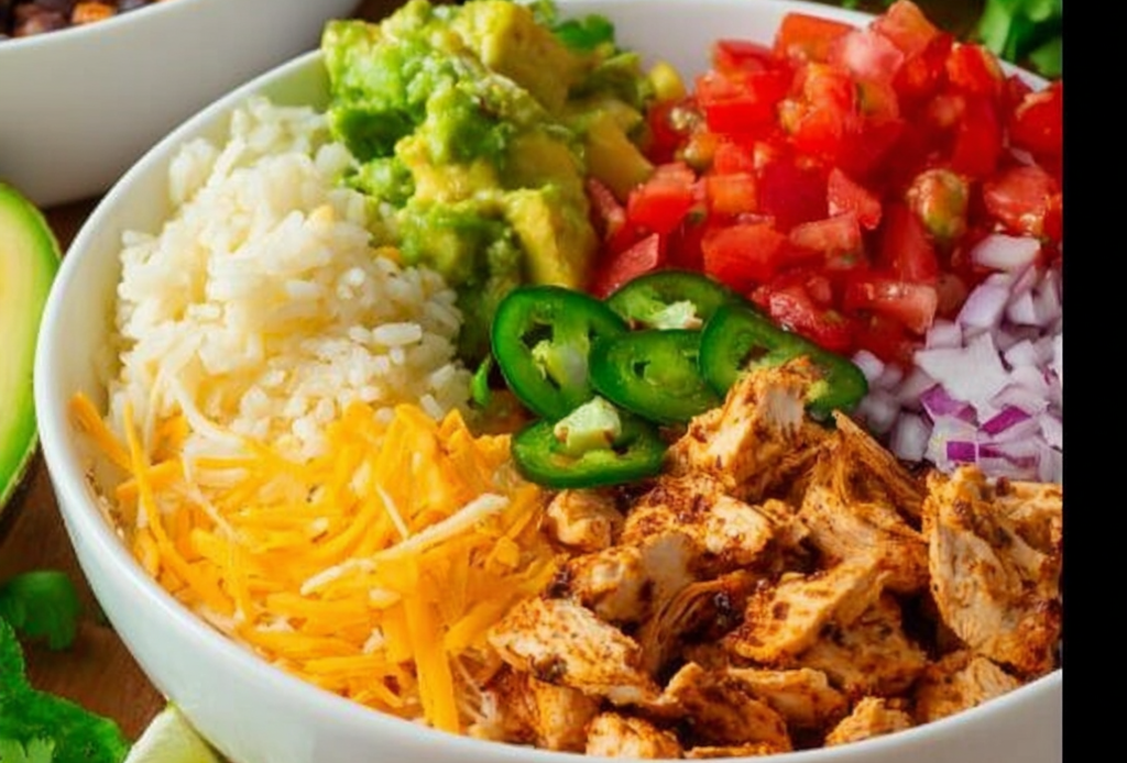 Chicken Burrito Bowl Components