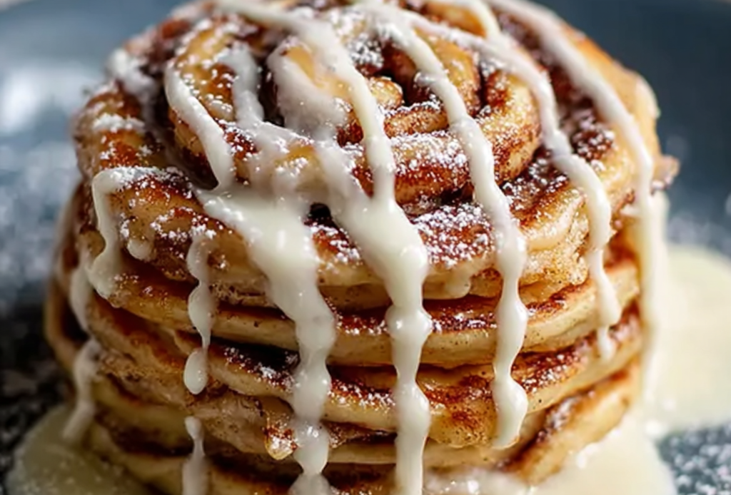 Cinnamon Roll Pancakes for Breakfast