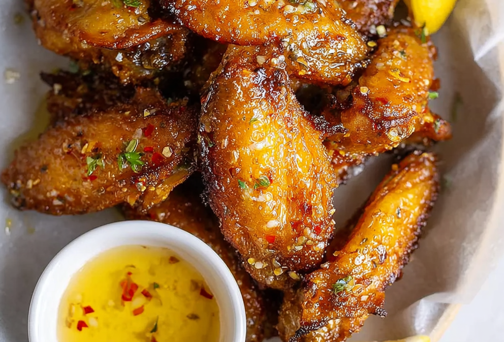 Crispy Honey Lemon Pepper Chicken Wings