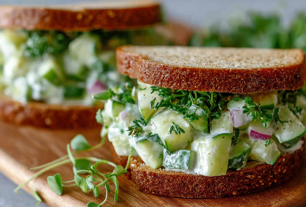 Cucumber Salad Sandwich Preparation