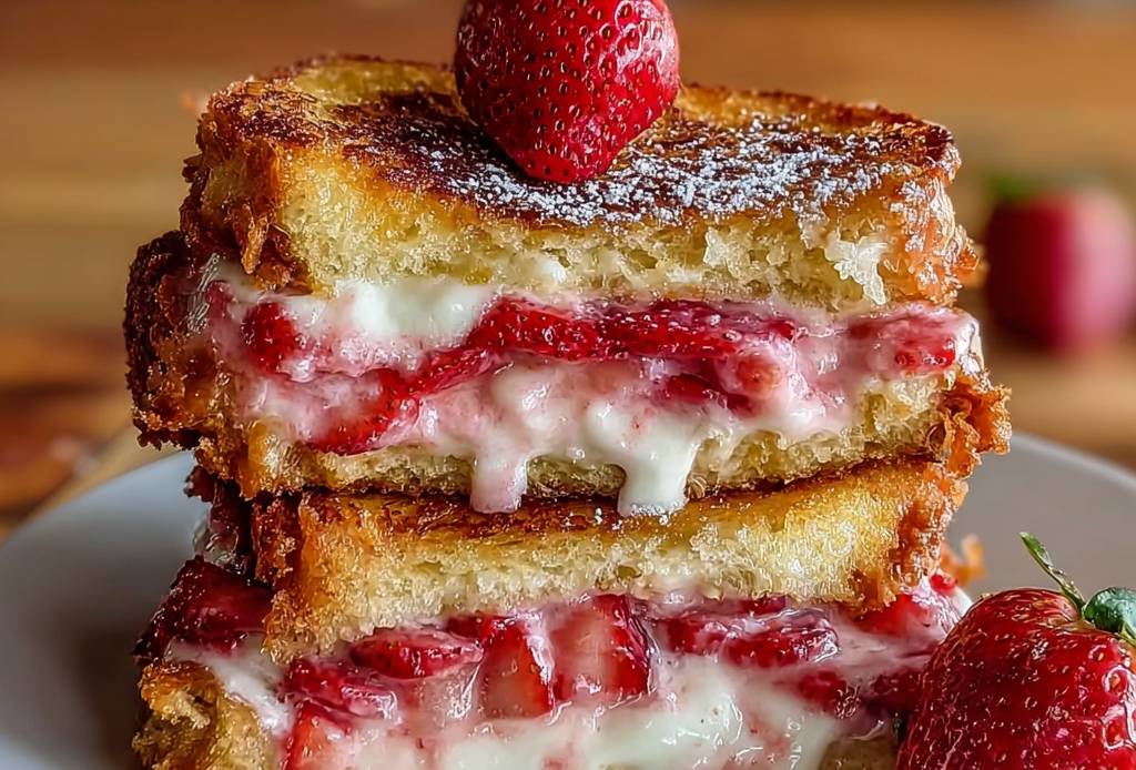 Fried Strawberry Cheesecake Sandwich Preparation
