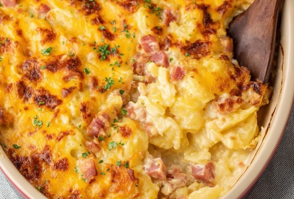 Ham and Potato Casserole with Cheese