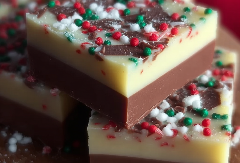 Layered Chocolate and Peppermint Fudge