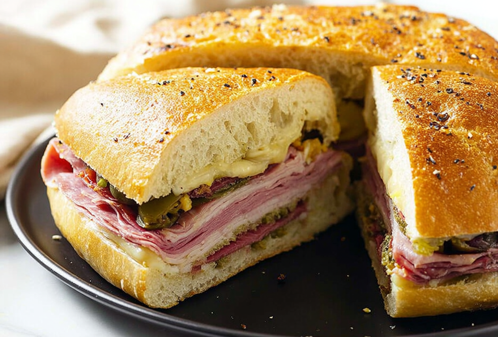 Olive Muffuletta Sandwich Preparation