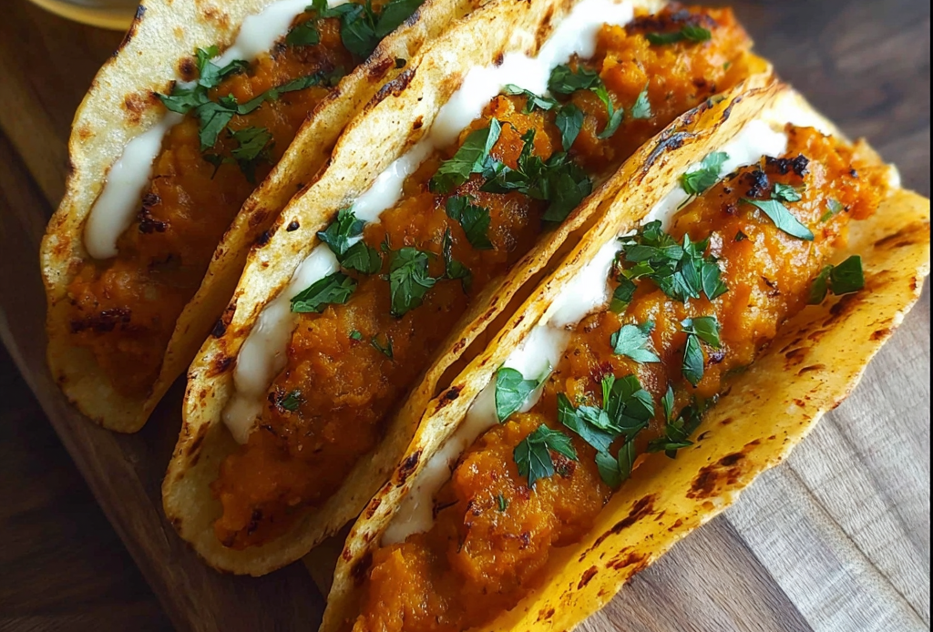 Pumpkin Pie Filling in Taco Shells