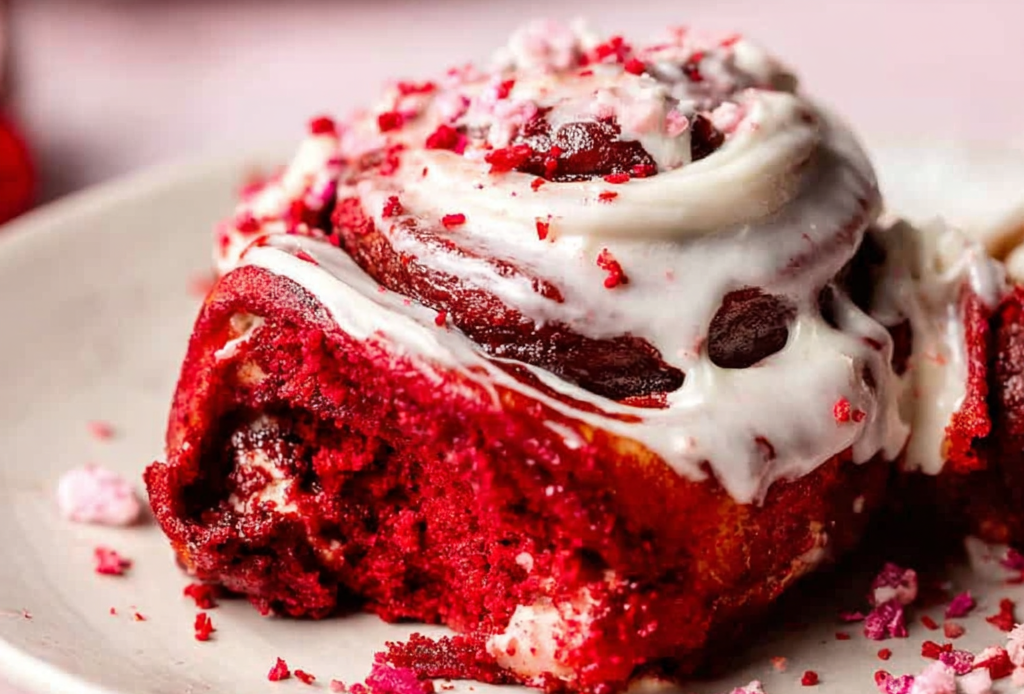 Red Velvet Cinnamon Rolls with Cream Cheese
