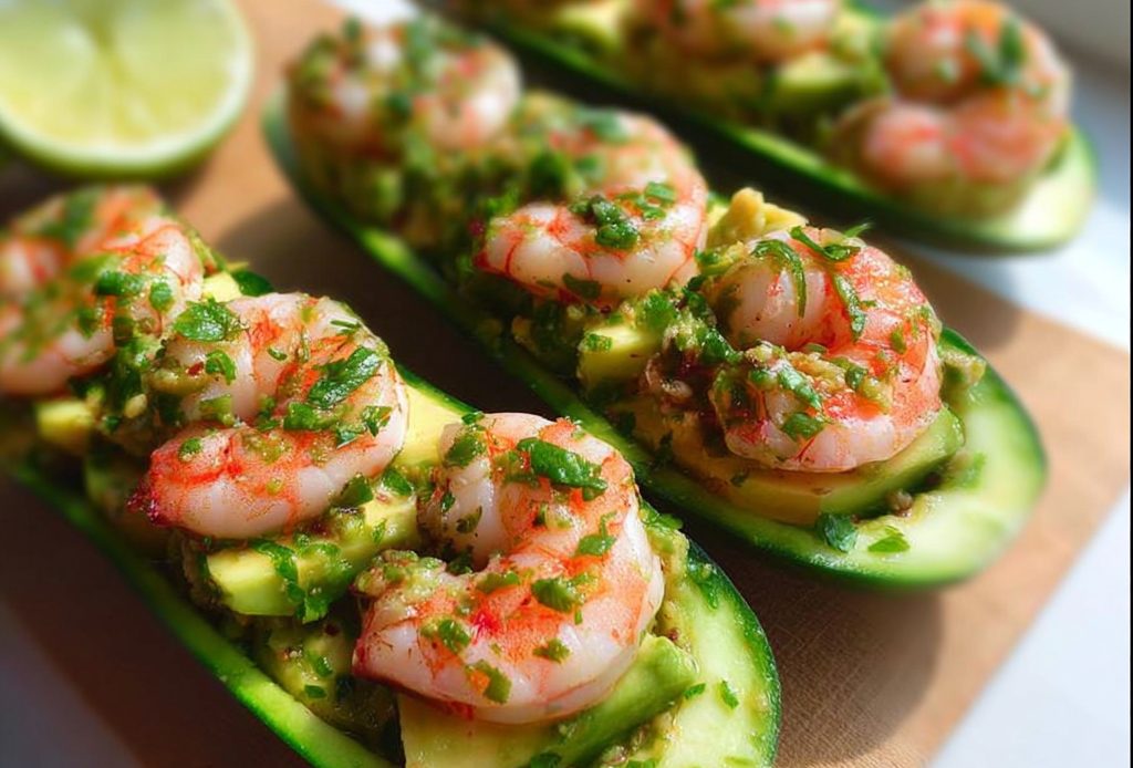 Shrimp Avocado Cucumber Appetizers