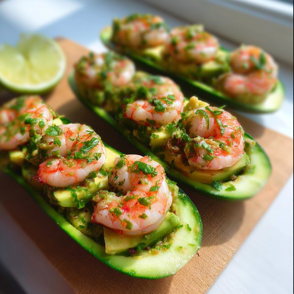 Shrimp Avocado Cucumber Appetizers