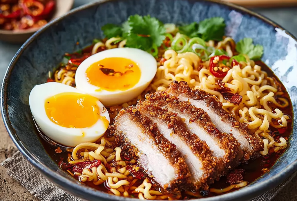 Spicy Chili Oil Ramen with Crispy Pork