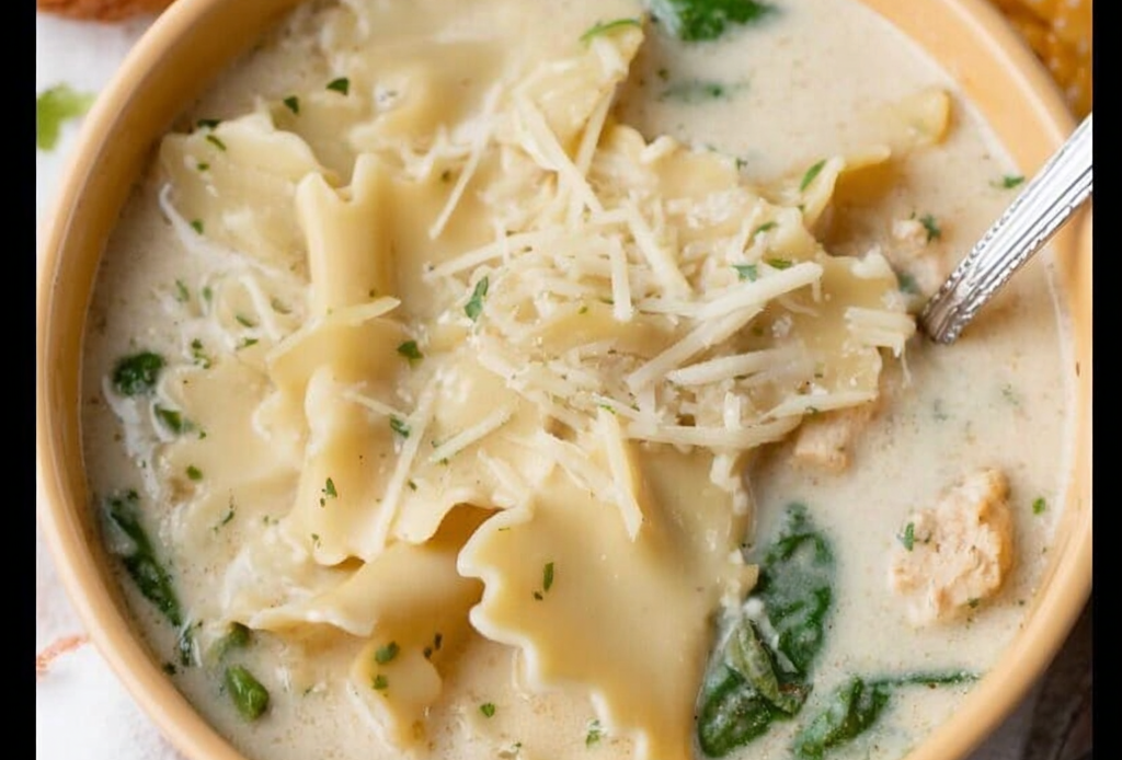 White Lasagna Soup Preparation