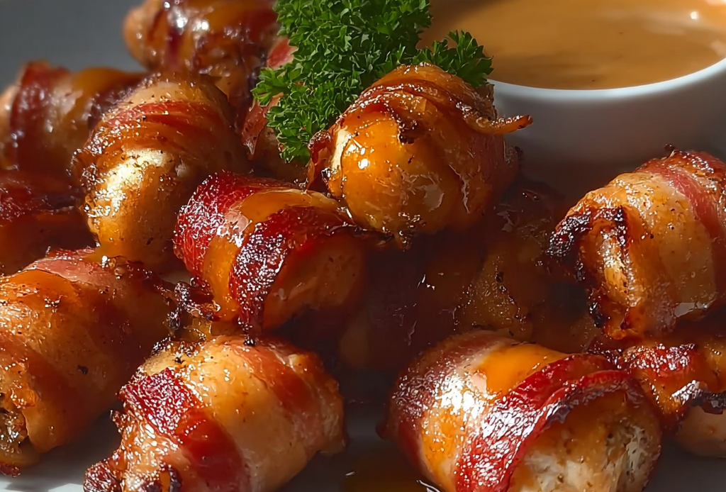 Honey Bacon Wrapped Chicken Bites